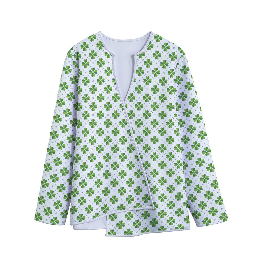 Shamrock Saint Patrick's Day Print Long Sleeve Short Coat