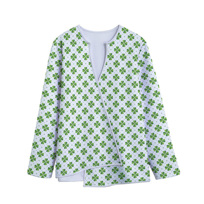 Shamrock Saint Patrick's Day Print Long Sleeve Short Coat
