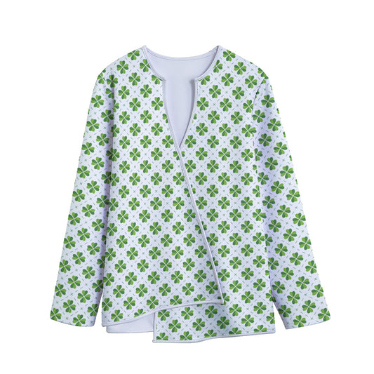 Shamrock Saint Patrick's Day Print Long Sleeve Short Coat