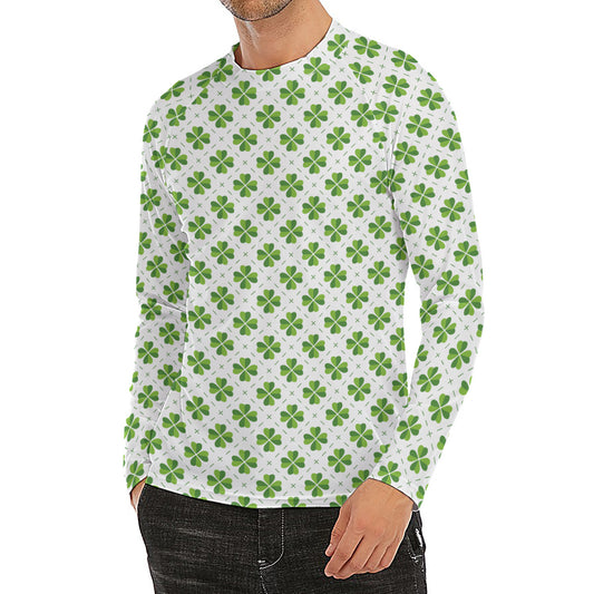 Shamrock Saint Patrick's Day Print Men's Long Sleeve Rash Guard