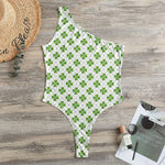 Shamrock Saint Patrick's Day Print One Shoulder Bodysuit