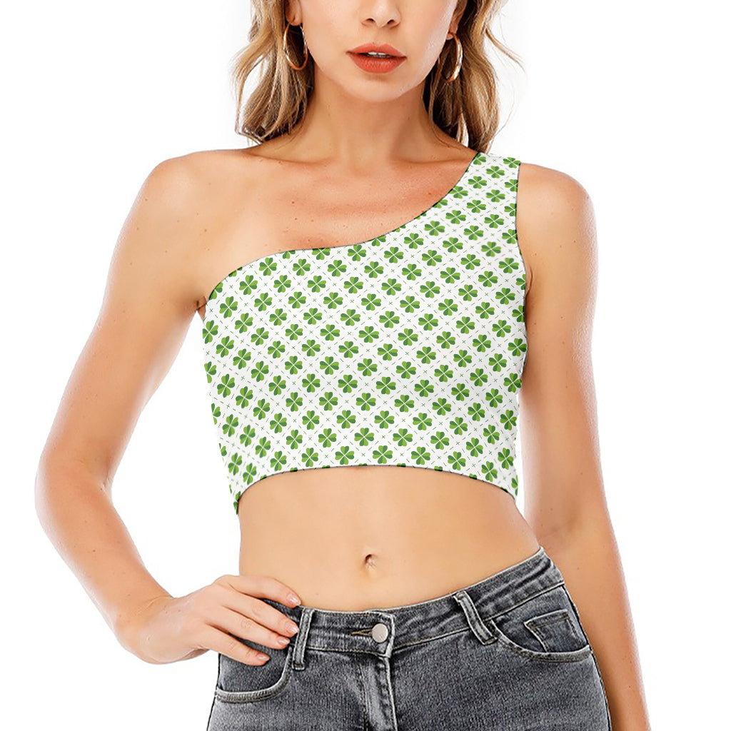 Shamrock Saint Patrick's Day Print One Shoulder Crop Top