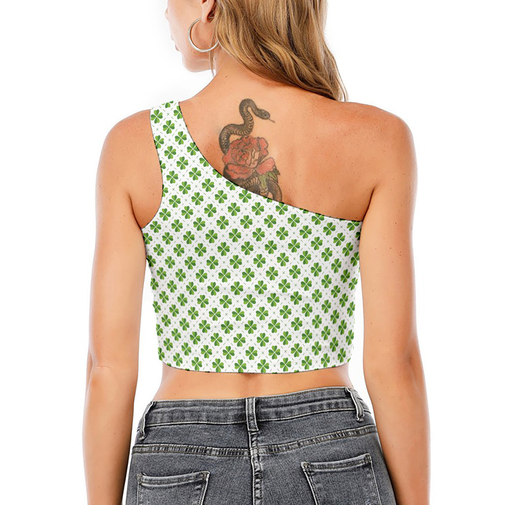 Shamrock Saint Patrick's Day Print One Shoulder Crop Top