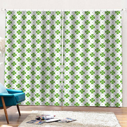 Shamrock Saint Patrick's Day Print Pencil Pleat Curtains