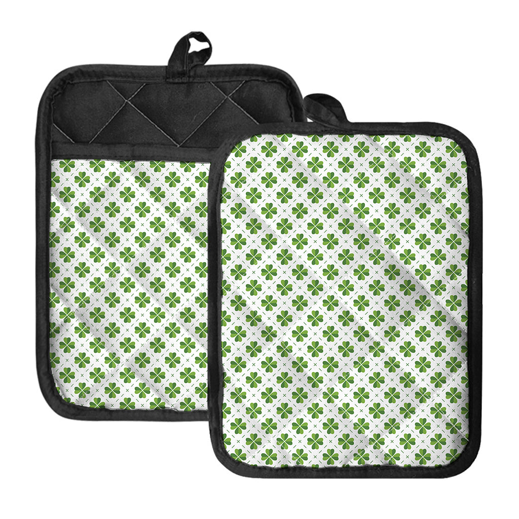 Shamrock Saint Patrick's Day Print Pot Holders With Pocket