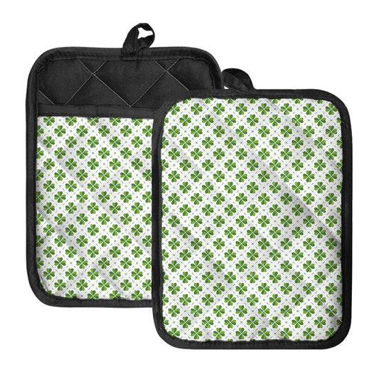 Shamrock Saint Patrick's Day Print Pot Holders With Pocket