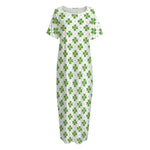 Shamrock Saint Patrick's Day Print Short Sleeve Long Nightdress