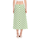 Shamrock Saint Patrick's Day Print Side Slit Midi Skirt