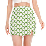 Shamrock Saint Patrick's Day Print Side Slit Mini Skirt
