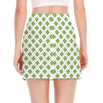 Shamrock Saint Patrick's Day Print Side Slit Mini Skirt