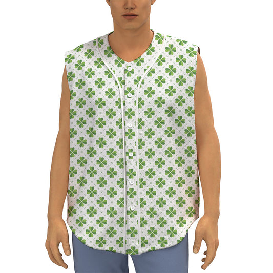 Shamrock Saint Patrick's Day Print Sleeveless Baseball Jersey
