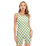 Shamrock Saint Patrick's Day Print Sleeveless One Piece Swimsuit