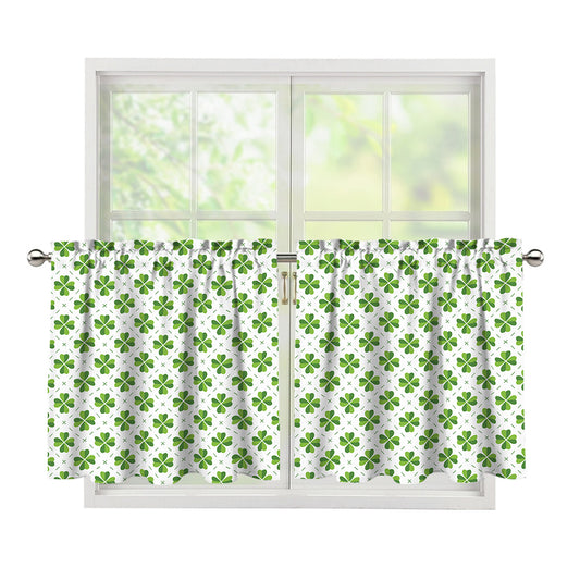 Shamrock Saint Patrick's Day Print Tier Curtains