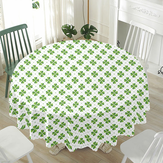 Shamrock Saint Patrick's Day Print Waterproof Round Tablecloth