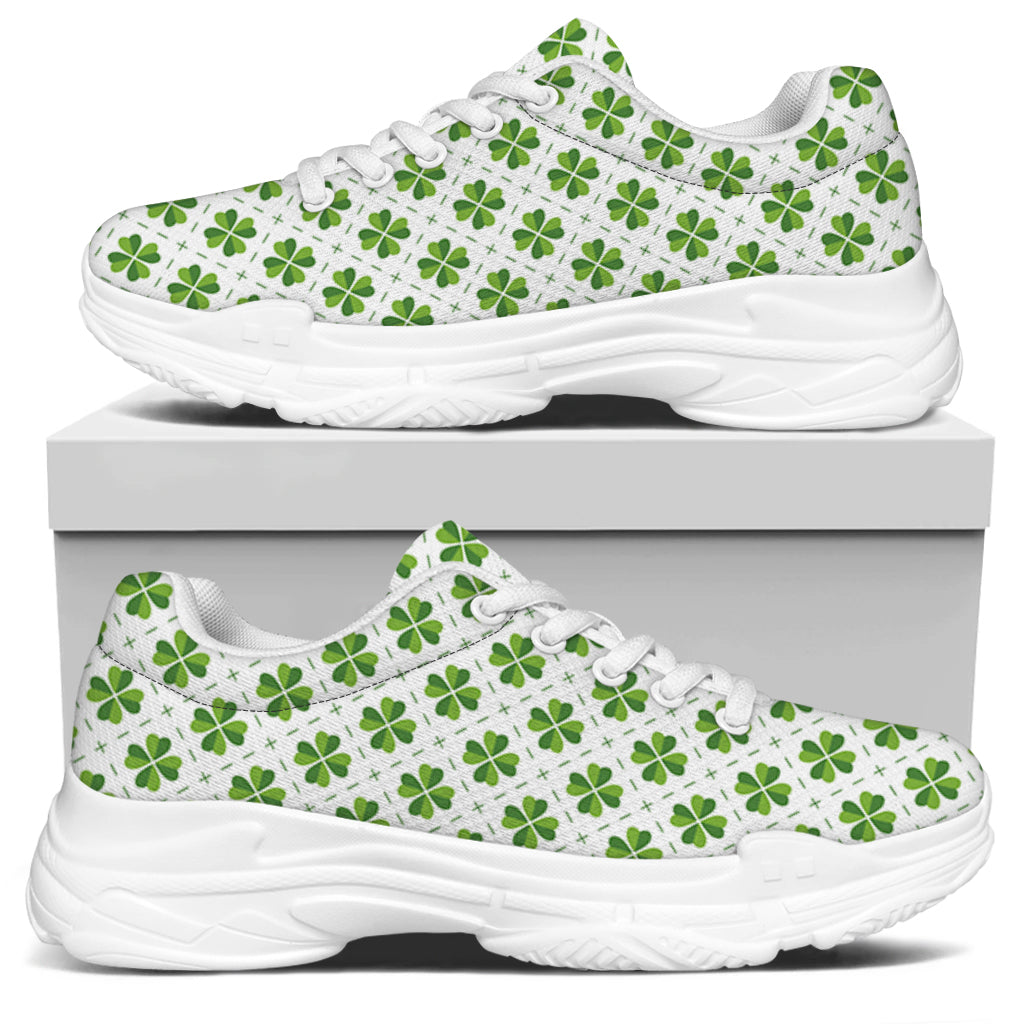 Shamrock Saint Patrick's Day Print White Chunky Shoes