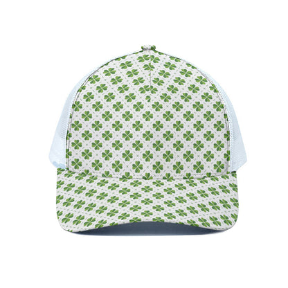 Shamrock Saint Patrick's Day Print White Mesh Trucker Cap