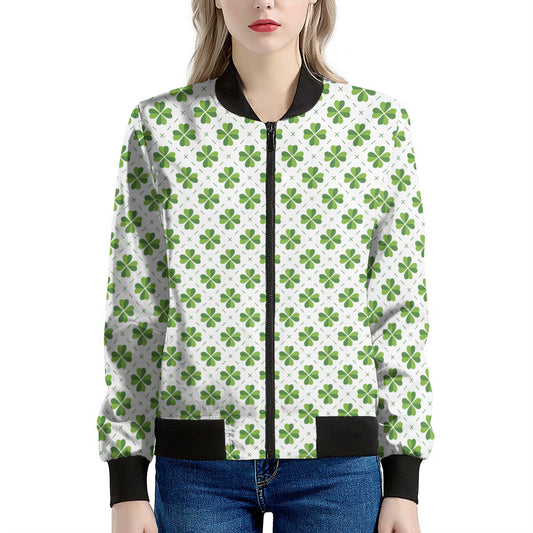 Shamrock Saint Patrick's Day Print Women's Bomber Jacket