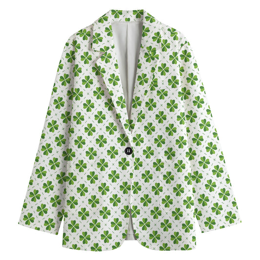 Shamrock Saint Patrick's Day Print Women's Cotton Blazer