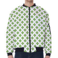 Shamrock Saint Patrick's Day Print Zip Sleeve Bomber Jacket
