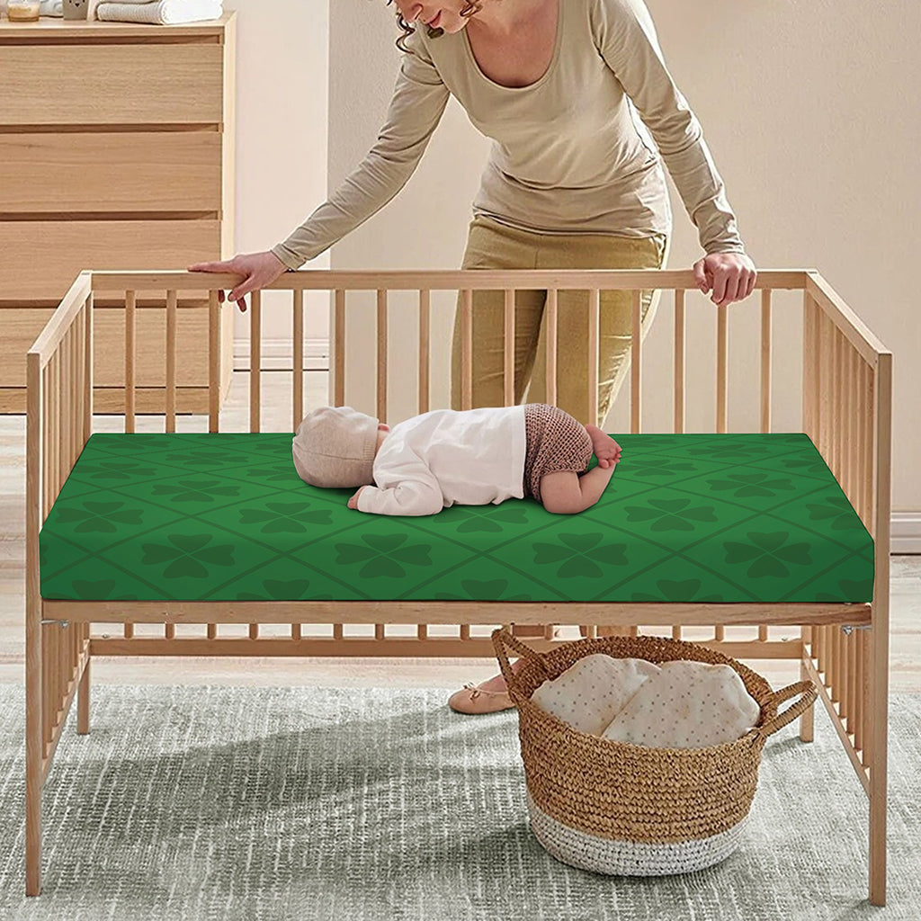 Shamrock St. Patrick's Day Pattern Print Baby Crib Sheet
