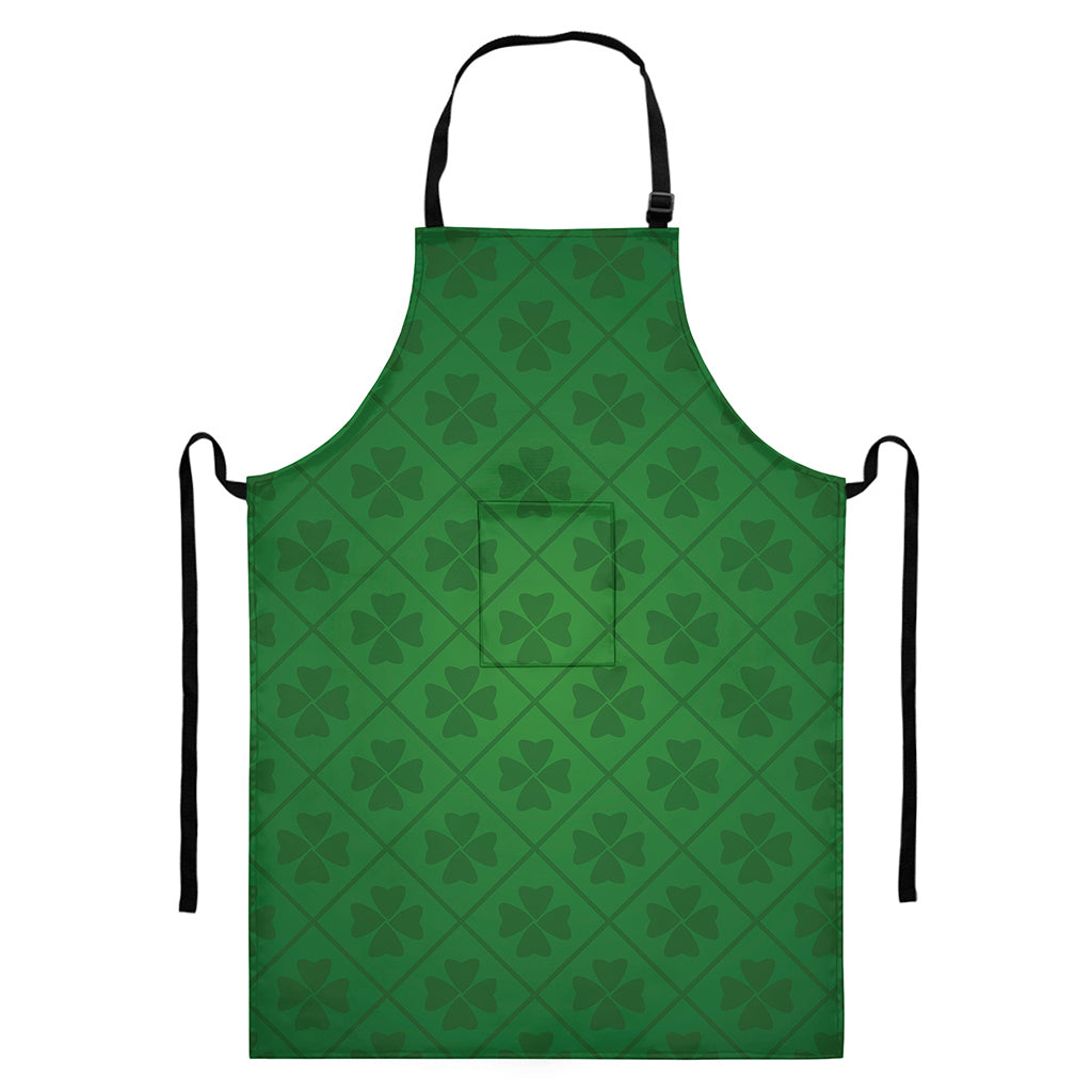 Shamrock St. Patrick's Day Pattern Print Bib Apron With Pocket