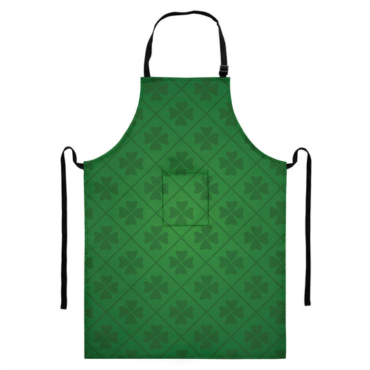 Shamrock St. Patrick's Day Pattern Print Bib Apron With Pocket