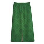 Shamrock St. Patrick's Day Pattern Print Cotton Front Slit Maxi Skirt