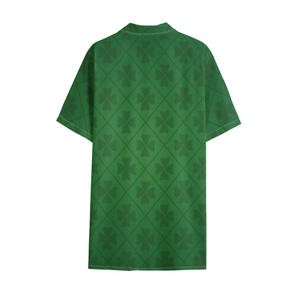 Shamrock St. Patrick's Day Pattern Print Cotton Hawaiian Shirt