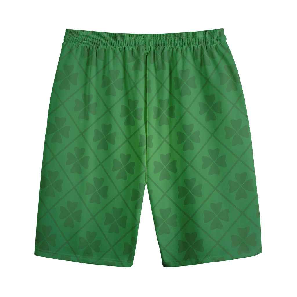 Shamrock St. Patrick's Day Pattern Print Cotton Shorts