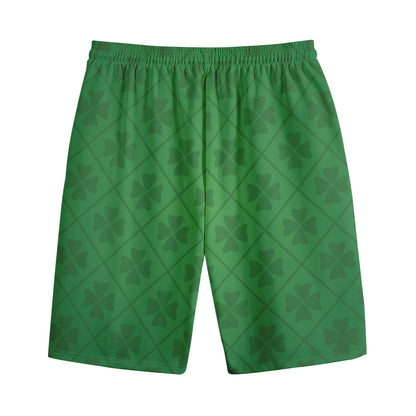 Shamrock St. Patrick's Day Pattern Print Cotton Shorts