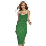 Shamrock St. Patrick's Day Pattern Print Cross Back Cami Dress