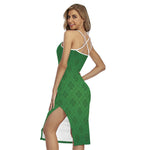 Shamrock St. Patrick's Day Pattern Print Cross Back Cami Dress