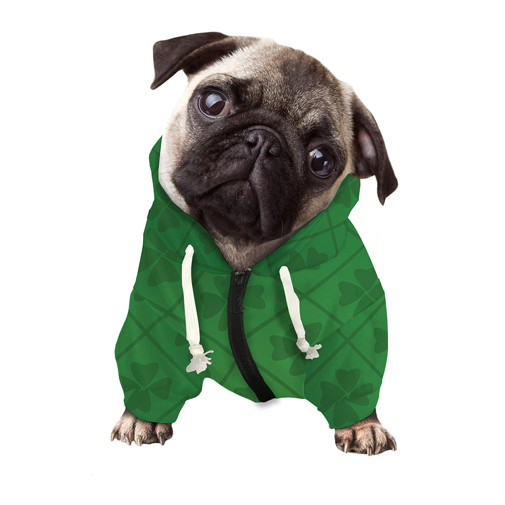 Shamrock St. Patrick's Day Pattern Print Dog Zip Up Hoodie