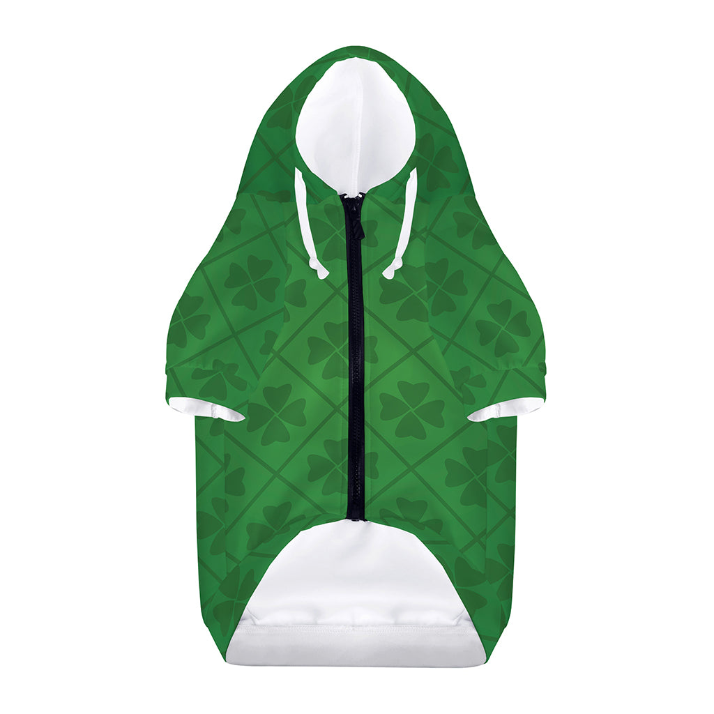 Shamrock St. Patrick's Day Pattern Print Dog Zip Up Hoodie
