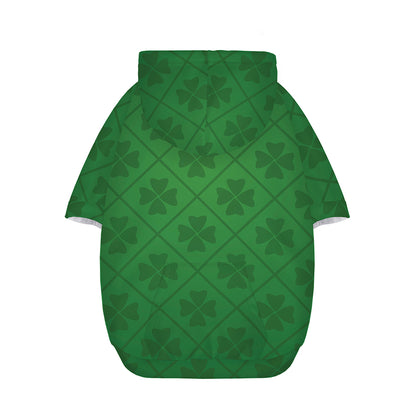 Shamrock St. Patrick's Day Pattern Print Dog Zip Up Hoodie