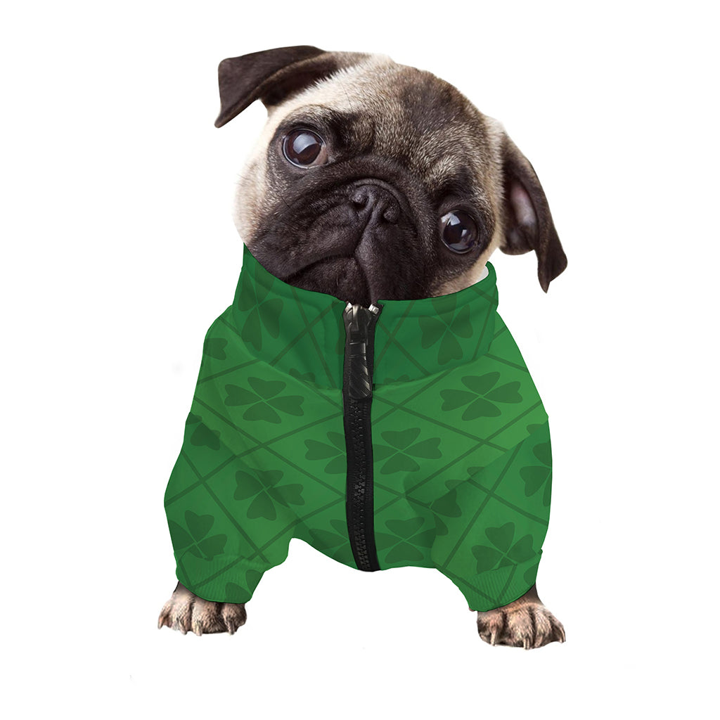 Shamrock St. Patrick's Day Pattern Print Dog Zip Up Jacket