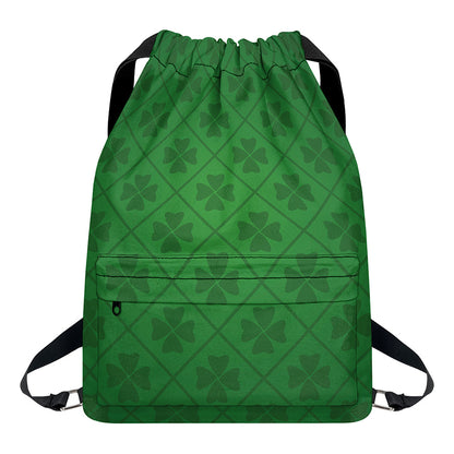 Shamrock St. Patrick's Day Pattern Print Drawstring Backpack