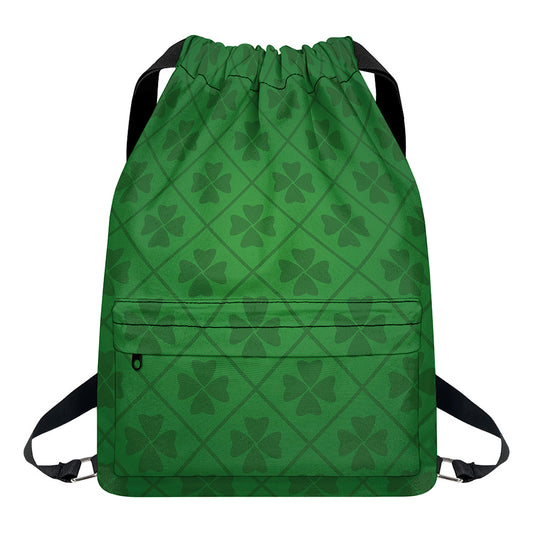 Shamrock St. Patrick's Day Pattern Print Drawstring Backpack