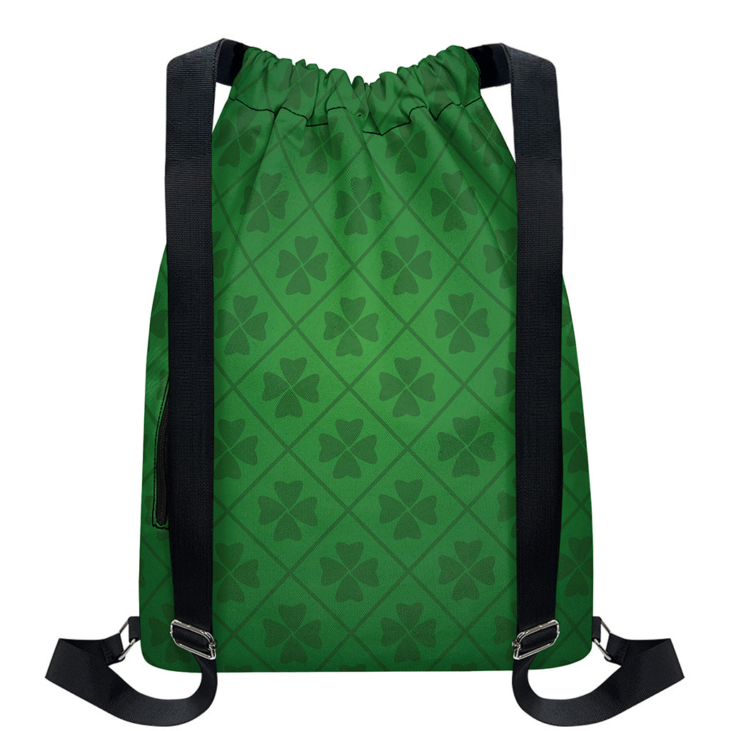 Shamrock St. Patrick's Day Pattern Print Drawstring Backpack