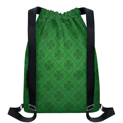 Shamrock St. Patrick's Day Pattern Print Drawstring Backpack