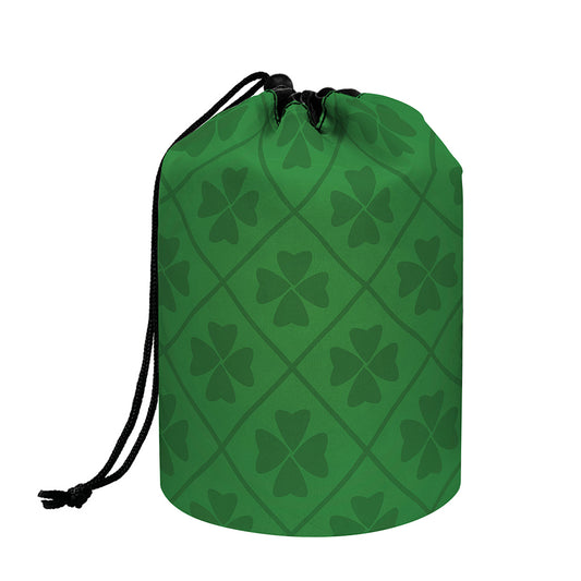 Shamrock St. Patrick's Day Pattern Print Drawstring Makeup Bag