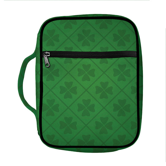 Shamrock St. Patrick's Day Pattern Print Front Pocket Bible Bag