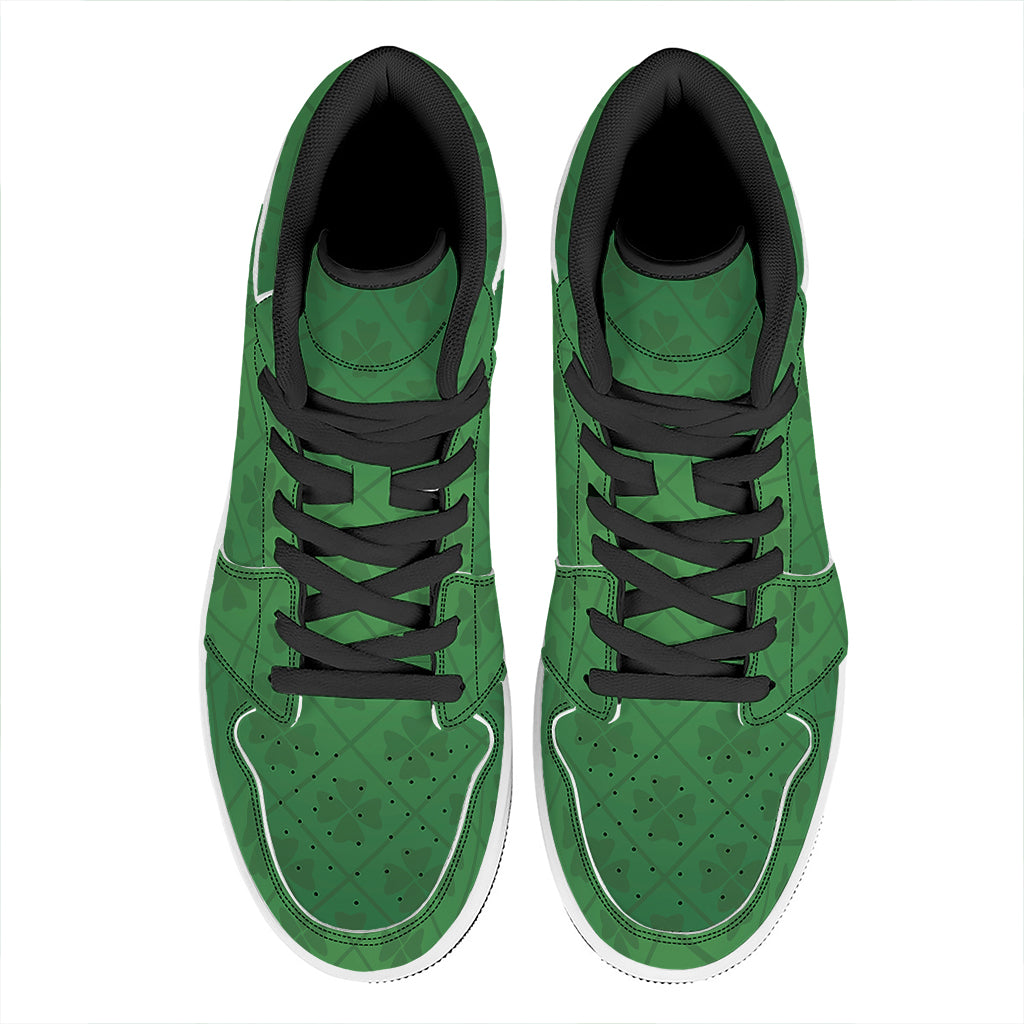 Shamrock St. Patrick's Day Pattern Print High Top Leather Sneakers