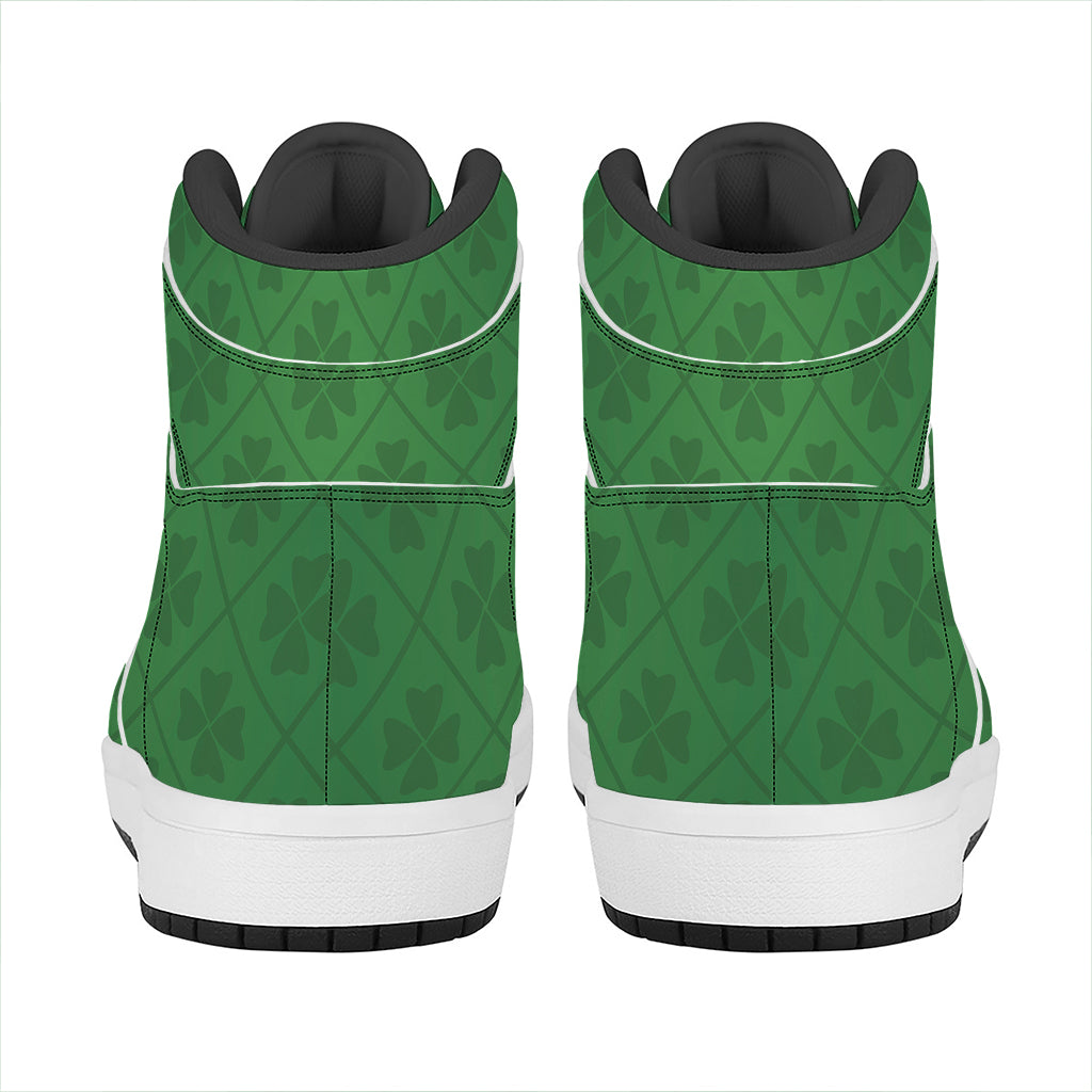 Shamrock St. Patrick's Day Pattern Print High Top Leather Sneakers