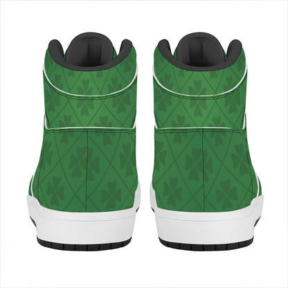 Shamrock St. Patrick's Day Pattern Print High Top Leather Sneakers