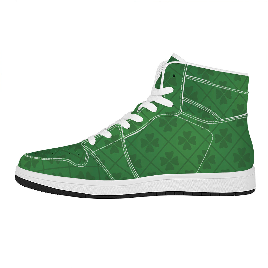 Shamrock St. Patrick's Day Pattern Print High Top Leather Sneakers