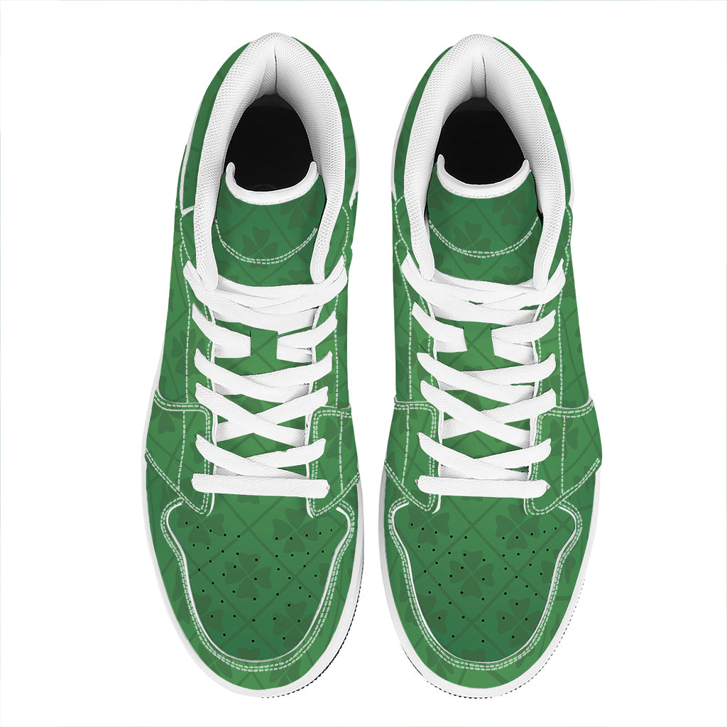 Shamrock St. Patrick's Day Pattern Print High Top Leather Sneakers