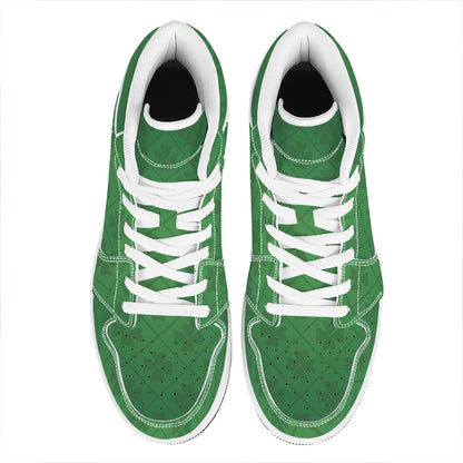 Shamrock St. Patrick's Day Pattern Print High Top Leather Sneakers