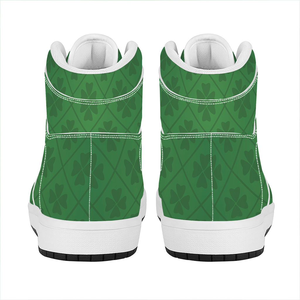 Shamrock St. Patrick's Day Pattern Print High Top Leather Sneakers