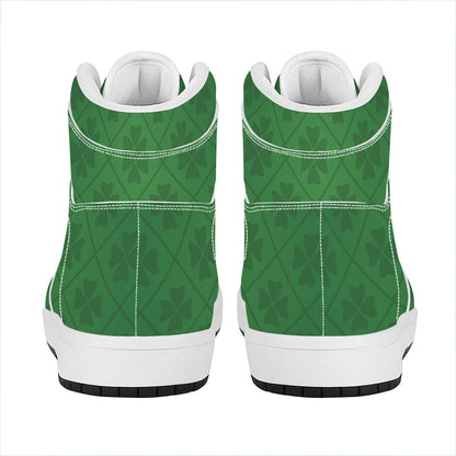 Shamrock St. Patrick's Day Pattern Print High Top Leather Sneakers